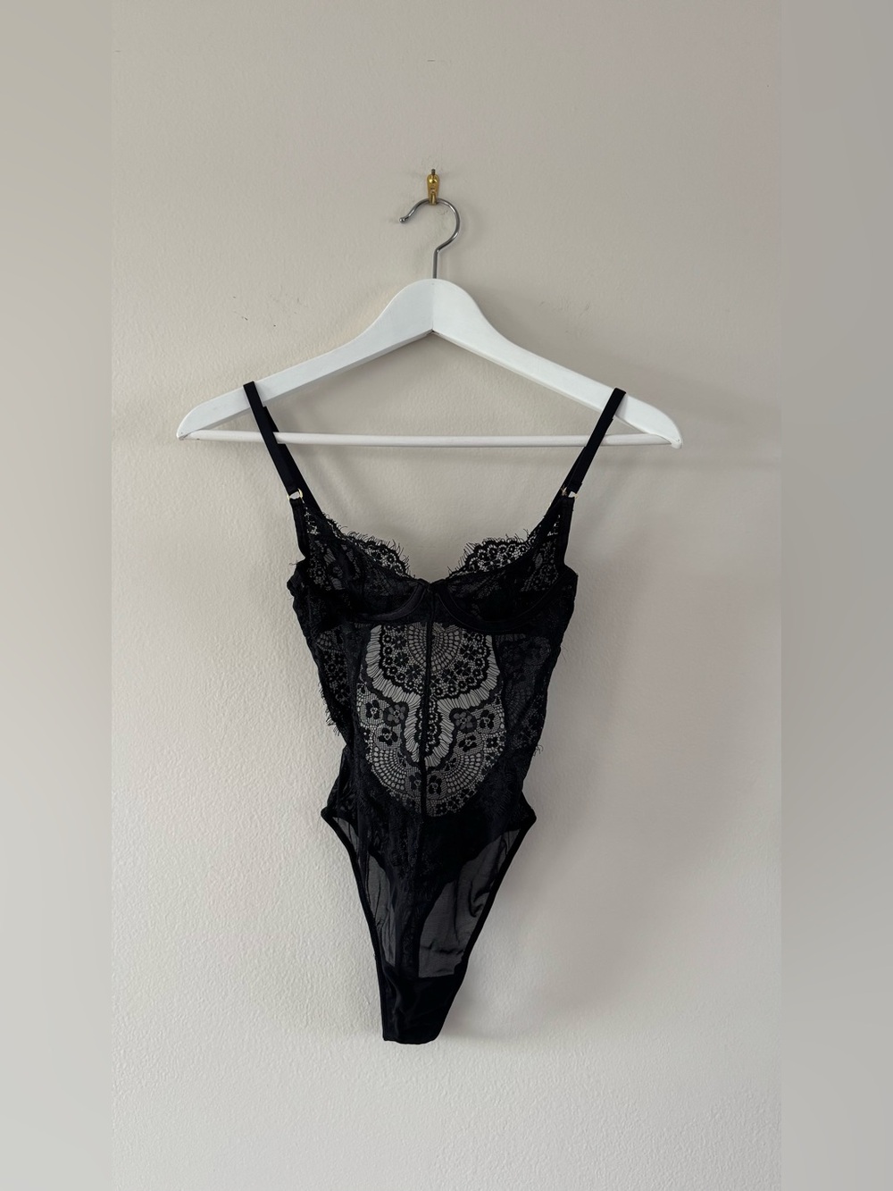 Aritzia Babaton Black Lace Sheer Chemise Bodysuit